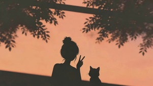 女孩和她的猫