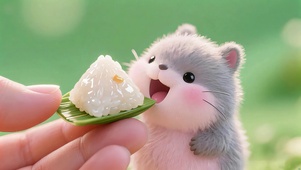 想吃粽子的呆萌龙猫