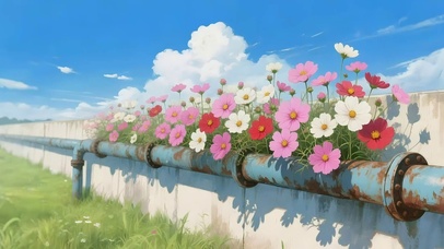 蓝天下的鲜花