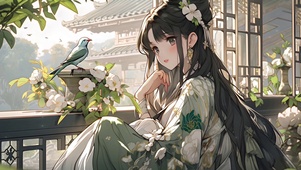 4K 少女凭栏