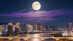 城市夜景带鱼屏