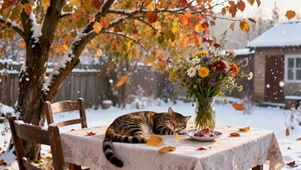 雪中午后小猫