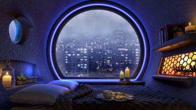 4K雨夜豪华卧室