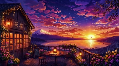 夕阳花屋露台