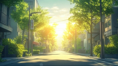 清新静谧无人小区街道