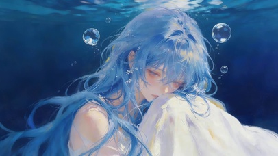 蓝色水下女孩