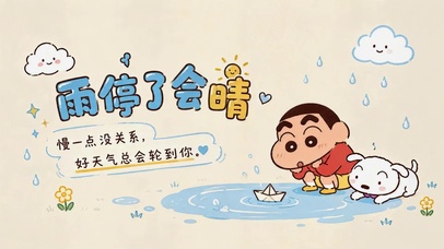 雨停了会晴 可爱蜡笔小新