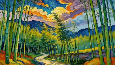 护眼竹林景色