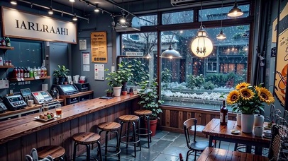 【雪景】下雪天的咖啡屋