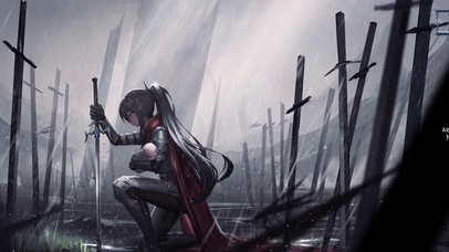 墓地前的少女武士