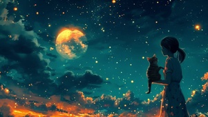 星夜梦语：女孩与猫的故事