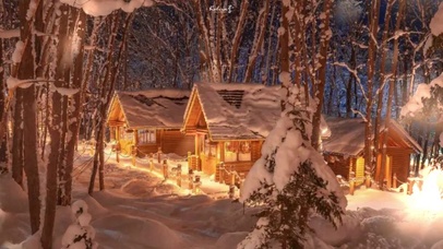 高清美景治愈雪景乡村