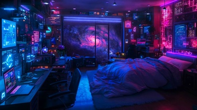 科幻太空船舱房间