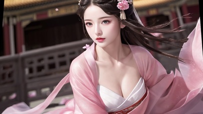 微风中的古风女郎