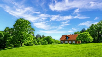 唯美的自然小屋风景