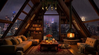 夜晚城市玻璃雨