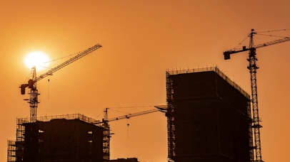 8k工地日落吊车臂