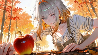 秋日枫林少女嘉贝莉娜