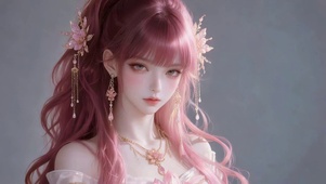 治愈粉发女孩