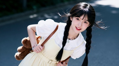麻花辫少女