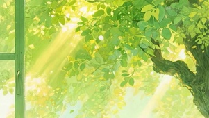 护眼绿景树木带鱼屏双屏