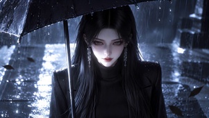 雨夜冷艳少女