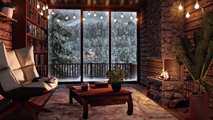 暴风雪冬季舒适小屋