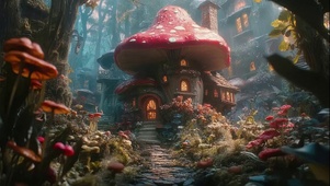 朦胧森林蘑菇可爱建筑