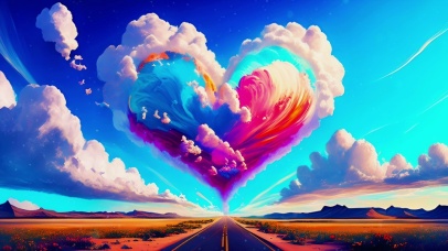 奇幻爱心云朵
