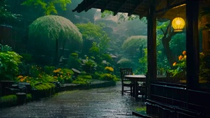 雨天古镇小屋