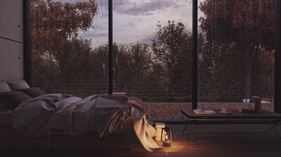 舒适的秋季卧室氛围