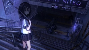 地铁撑伞萝莉