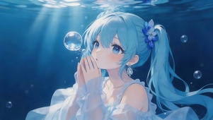 蓝色水下女孩