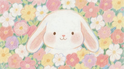 花中可爱兔兔插画
