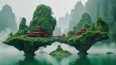 唯美治愈国风仙境山水