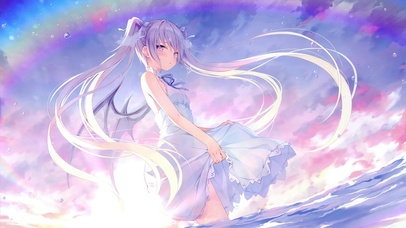 炫彩天空下的女孩