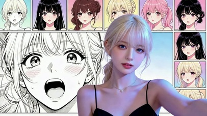 漫画背景金发清纯美女