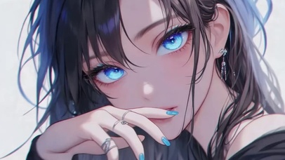 黑发蓝眼动漫少女