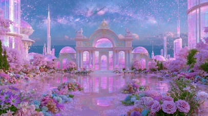 粉紫梦幻樱花星空宫殿