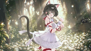 白裙黑猫