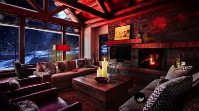 窗外暴雪舒适的房间