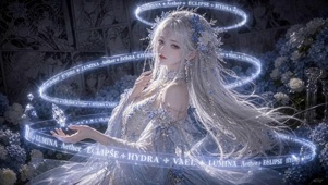 冰蓝魔法银发美少女