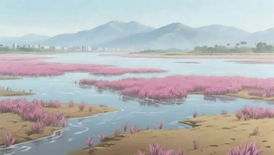 清晨晨雾湿地