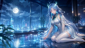 雨夜都市天台清宵