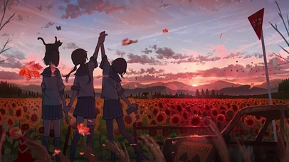 夕阳下的女孩