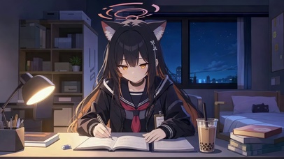 黑见芹香夜晚学习