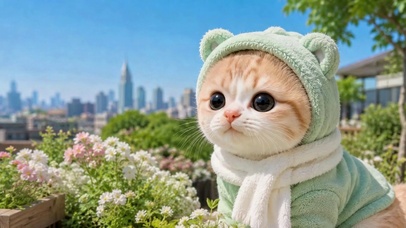 城市露台可爱治愈小橘猫