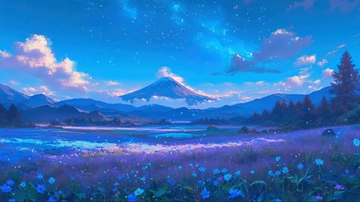 高山花海夜景