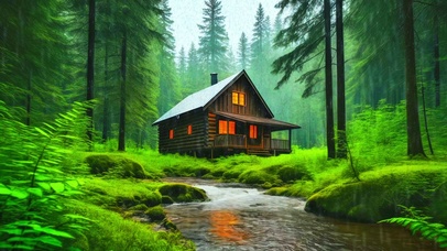 4K唯美森林小屋