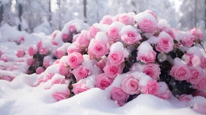 唯美雪中粉玫瑰